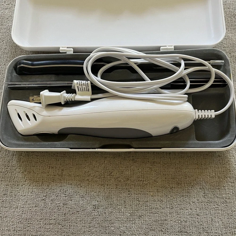 Vtg Oster Electric Carving Knife Set Stainless Steel Blade Fork and Storage Case
